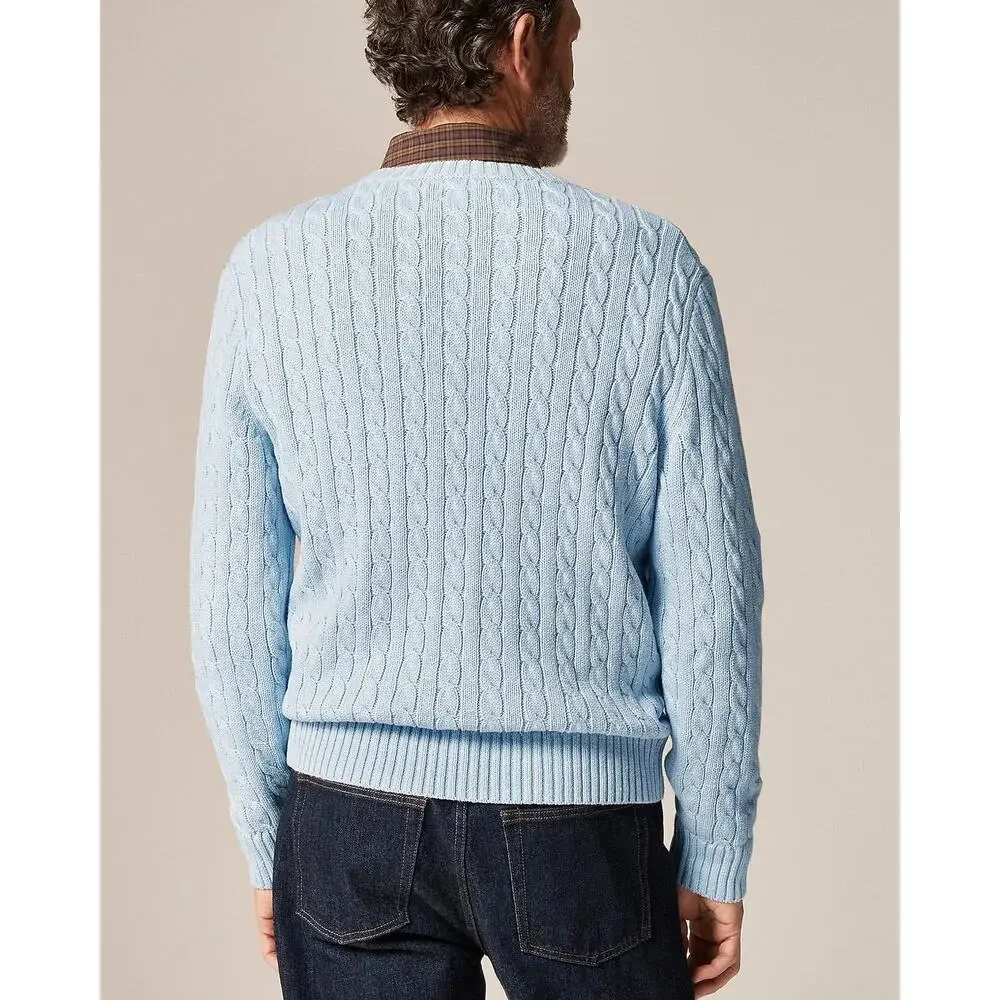 J. Crew Men's Heritage Cotton Cable-Knit Sweater Long Sleeve Ivory Size L NWT